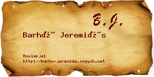 Barhó Jeremiás névjegykártya
